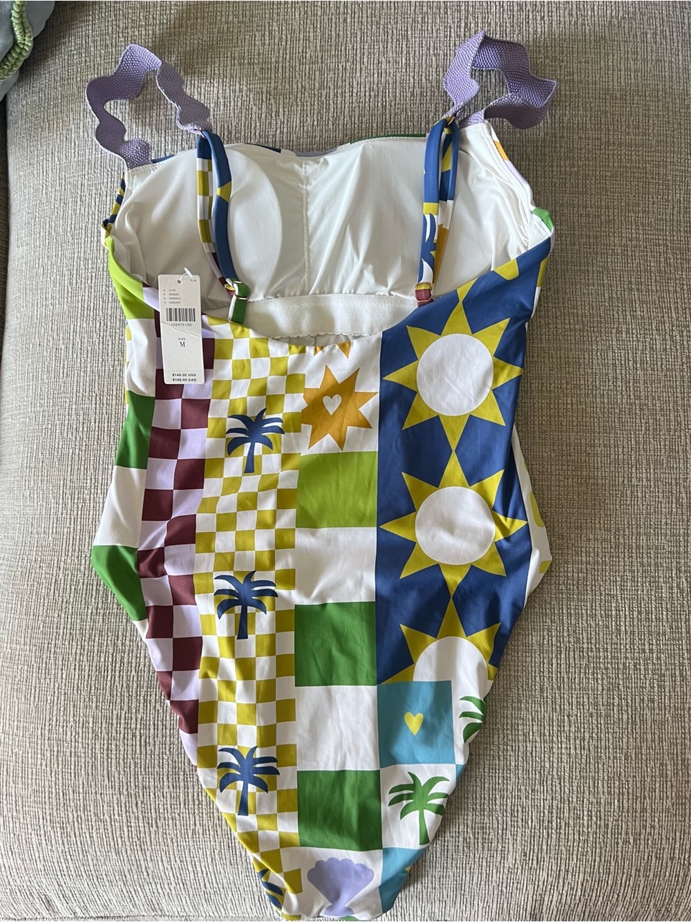 NWT Anthropologie One-Piece Swimsuit Multicolor Sun & Star Print size Medium - Picture 6 of 8